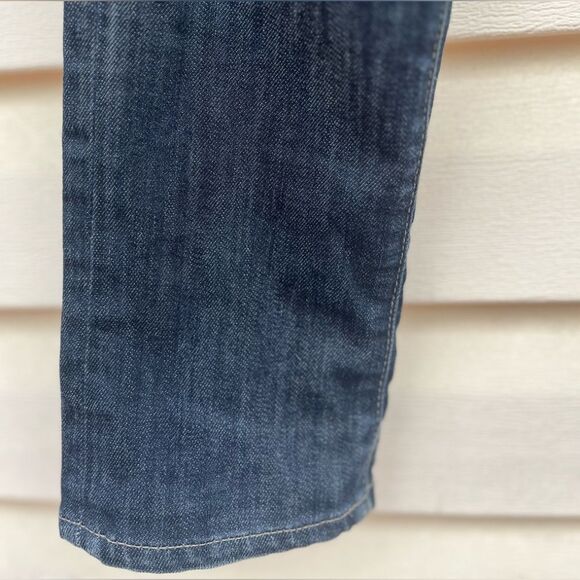Paige dark blue slightly distressed midrise skinny jeans, pockets, zipper, 25 - Picture 4 of 8
